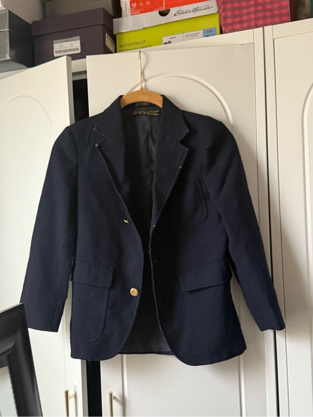 Navy Single-Breasted Blazer with Gold Buttons
